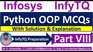 Python OOP MCQs | InfyTQ 2023 Python MCQs Preparation | Python MCQs Solution & Explanation | Part-8
