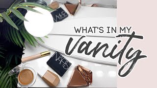 WHAT'S IN MY EVERYDAY MAKEUP DRAWER | CLEANING + ORGANIZING MY VANITY | Andrea Renee