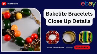 Bakelite Bracelets: Close-Up Details \u0026 Update - Thrift Hunter Finds | #BakeliteJewelry #119