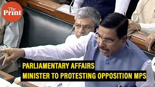 'Cong should make it clear if it intends to discuss': Prahlad Joshi amid protest in Lok Sabha