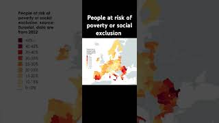 People at risk of poverty or social exclusion, 2022 #geography #map #mapping #poverty #europe #maps