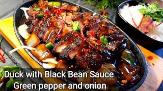 Duck with Black Bean Sauce Green Pepper and Onion