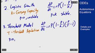 Differential Equations - Autonomous Equations - Population Models