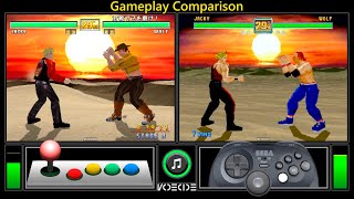 Arcade vs Sega Saturn (Virtua Fighter 3 vs Fighters Megamix) Gameplay Comparison