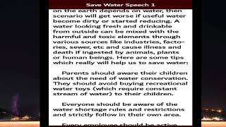 Save Water Speech