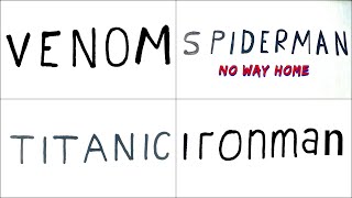 How to turn words VENOM , TITANIC , SPIDERMAN , IRONMAN into cartoon