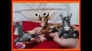 COMO HACER BURRO Y BUEY PARA PESEBRES O BELENES en porcelana fría 🐴🐮