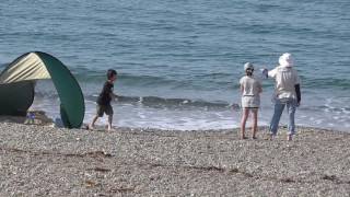 みなべ町小目津浜から家族で投げ釣り