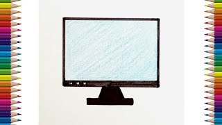 Computer Monitor drawing easy steps | How to Draw Monitor | Computer Parts- Monitor drawing