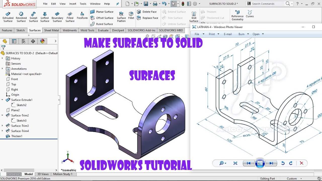 3D Surface Modelling - Mechanical Drawing In Solidworks Tutorial - YouTube