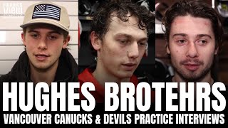 Quinn Hughes, Jack Hughes \u0026 Luke Hughes Discuss Vancouver Canucks vs. New Jersey Devils Matchup