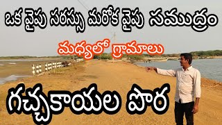 గచ్చకాయల పొర   ఒక వైపు సరస్సు మరోక పక్క సముద్రం మధ్యలో గ్రామాలు