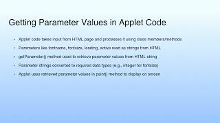 Getting Parameter Values in Applet Code | Lecture 36: Applet Programming--III