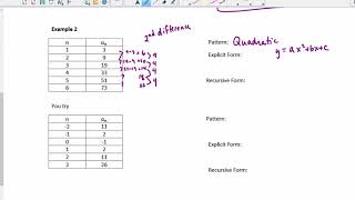 Explicit & Recursive Formulas from Tables & Patterns