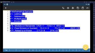 Python 09: Mathematical Operators