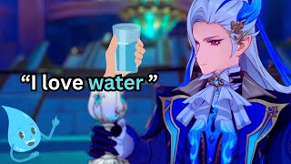 Neuvillette obsessed with water | Neuvillette loves tasting water from all world | Neuvillette hobby