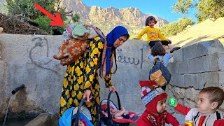 Narges' daily life: Struggling for water and washing clothes in the heart of nature! 💧👩‍👧🌄🧺✨