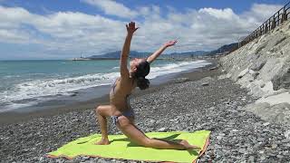 Beach Yoga. Italian Mediterranean Sea