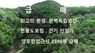 (메메완료)(매물1516)횡성임야 급매 최고의 청정지역 완벽한독립공간 현황도로및 전기접230평 급매 귀산 산림경영 임산물 재배 자연인