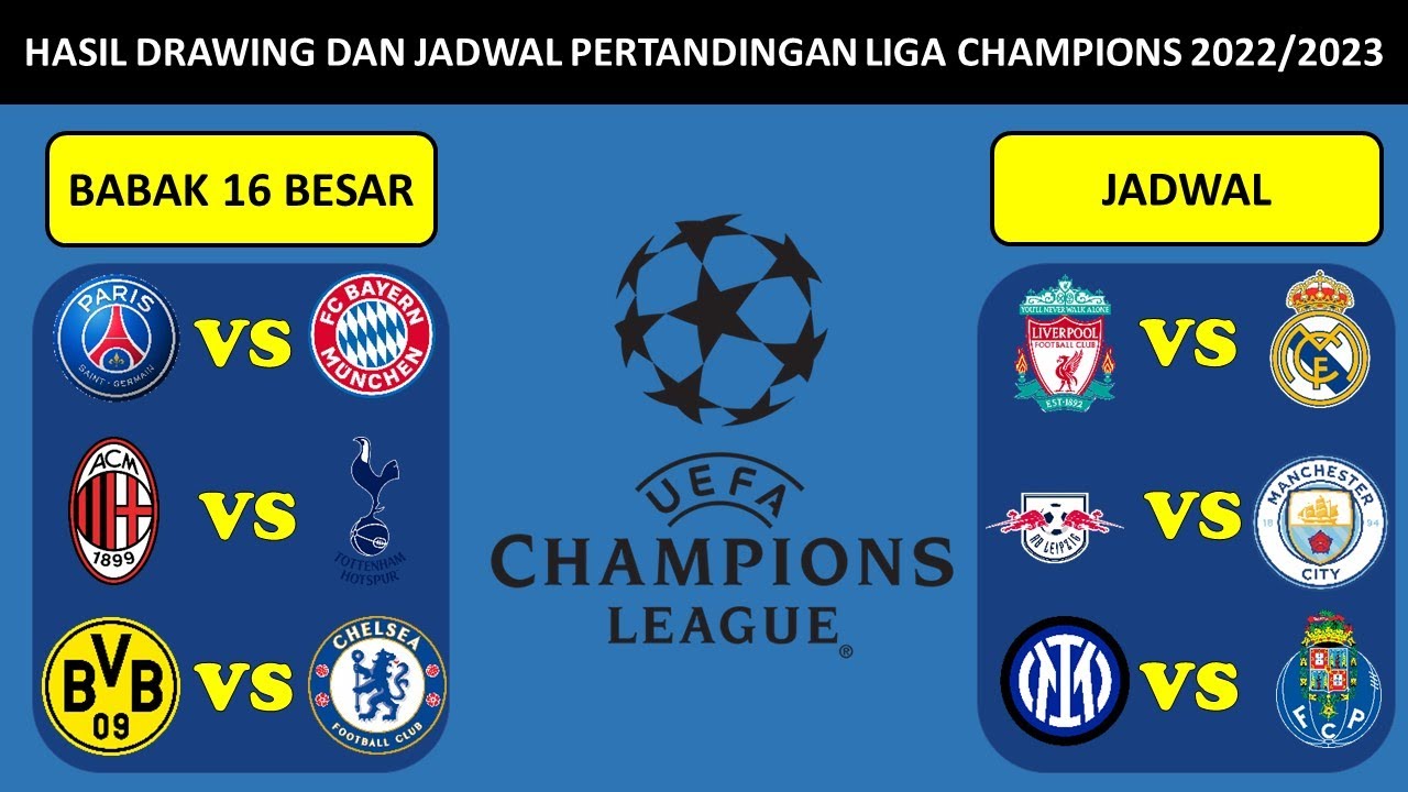 HASIL DRAWING DAN JADWAL 16 BESAR LIGA CHAMPIONS 2022/23 - PSG Vs ...