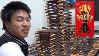 【努力】大量のポッキーで巨大ポッキータワー作ってみた。