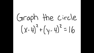 Circles: Graph the circle (x-4)^2 + (y-4)^2 = 16