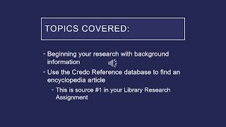 Credo Reference Database and Encyclopedia Articles
