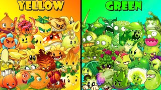 All YELLOW \u0026 ORANGE vs GREEN Plants - Who Will Win? - Pvz 2 Team Plant vs Team Plant