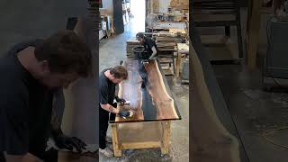 Black Epoxy Resin Walnut Table #woodworking #table #diy #design #resin #epoxy