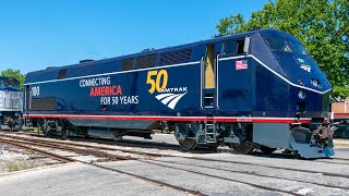 [4K] New Amtrak 50th Anniversary Heritage Locomotive Arrives at the B\u0026O Railroad Museum!