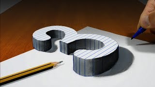 Draw a Number 3 on Line Paper 3D Trick Art