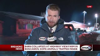 Barn collapses at Highway View Farm in Boscawen; all animals are out