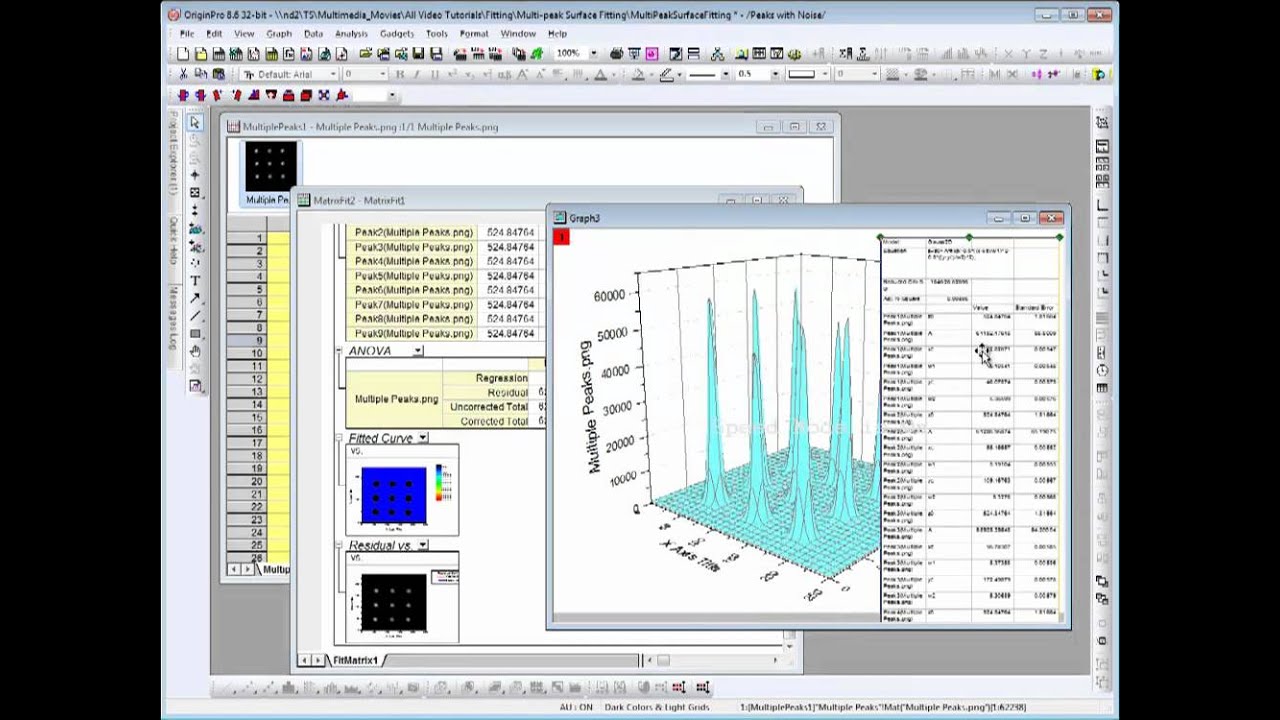 Curve Fitting: Origin 8.6: Multi-Peak Surface Fitting - YouTube