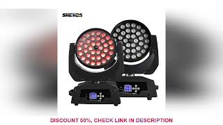 SHEHDS 2PCS 36x18W LED Wash Zoom Moving Head Light Linear adjustment Dimmer for Party Bar Wedding Pa