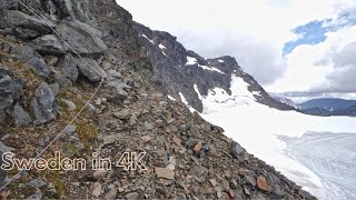 Östra leden full via ferrata climbing part on Kebnekaise in 4k, Sweden Lappland