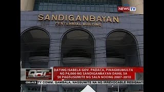 QRT: Dating Isabela Gov. Padaca, pinagmumulta ng P4,000 ng sandiganbayan