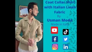 Coat Collar Shirt | With Italian Linen Fabric | Made by Usman Moda | Made in Italy