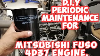 change oil and filter, ng mitsubishi FUSO truck 4d37 engine.by AutonsTV