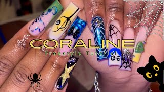 Coraline Freestyle Tutorial💙🐈‍⬛✨