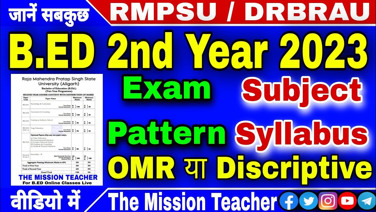 #B.ed 2nd Year Syllabus Exam Pattern Raja Mahendra Pratap University Ll ...