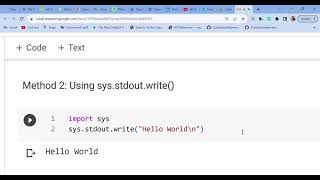 Method 2: Using sys.stdout.write()