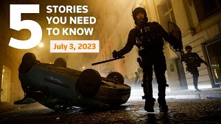 July 3, 2023: Baltimore mass shooting, France riots, Twitter limits, Israel, Jenin, Hong Kong police