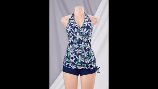 Plus size flower batch printing padded halter-neck lace-up stylish pregnant woman BA000988