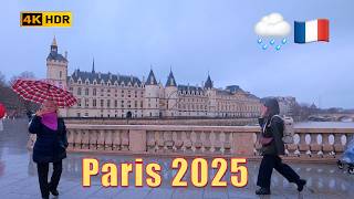 PARIS, FRANCE 🇫🇷 - LONG WALKING TOUR IN THE RAIN - JANUARY 29, 2025 - PARIS 4K - ASMR