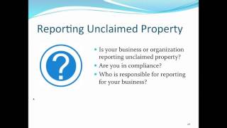 SCR Webinar: Unclaimed Property Program Overview