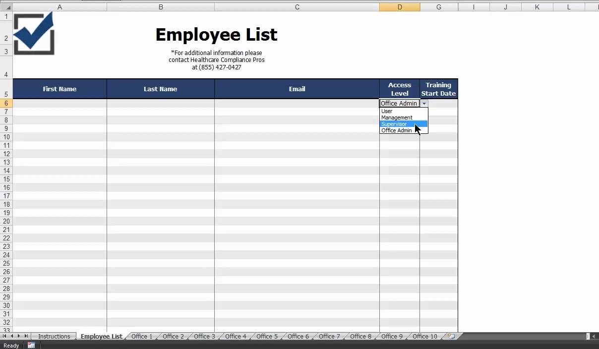 Employee List Excel Template