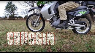 Kawasaki KLR650 - Trying out my new Kenda Big Blocks on soft turf for the first time.