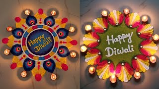 Amazing HAPPY DIWALI Multi Colored Rangoli | Muggulu Designs For Deepavali | HAPPY DIWALI Rangoli