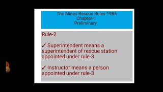 The Mines Rescue Rule 1985 (Subjective matters covered) Vol-1