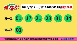 【威力彩開獎】2025/2/17(一)第114000014期威力彩開獎結果｜民視新聞｜